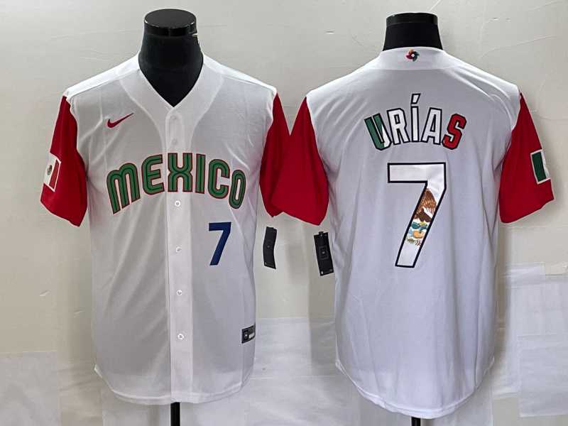 Men's Mexico Baseball #7 Julio Urias Number 2023 White Red World Classic Stitched Jersey12,We sell and wholesale Men's Mexico Baseball #7 Julio Urias Number 2023 White Red World Classic Stitched Jersey12 on line form chian!